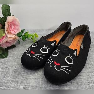 Kitty Cat BOBS from‎ Skechers Black Canvas Face Slip On Shoes Women's Size 6.5